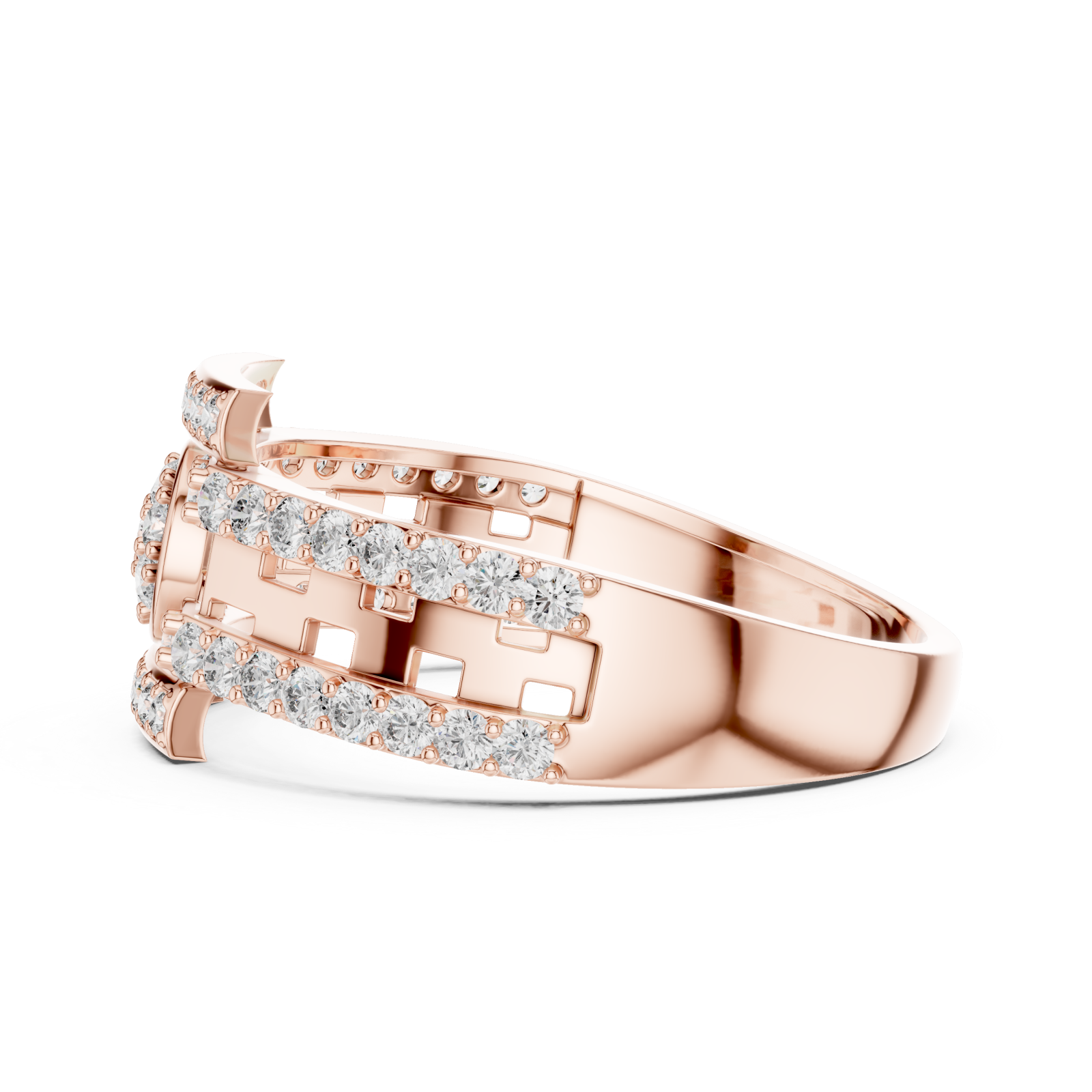  Rose Gold Luminous Dual Harmony Cocktail Ring Side View