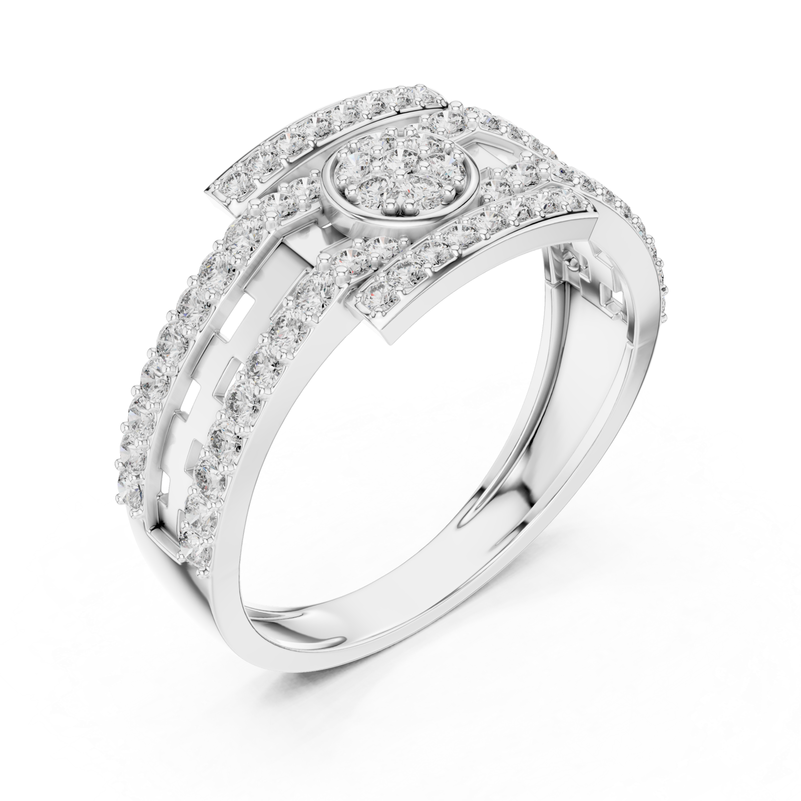  White Gold Luminous Dual Harmony Cocktail Ring Right View