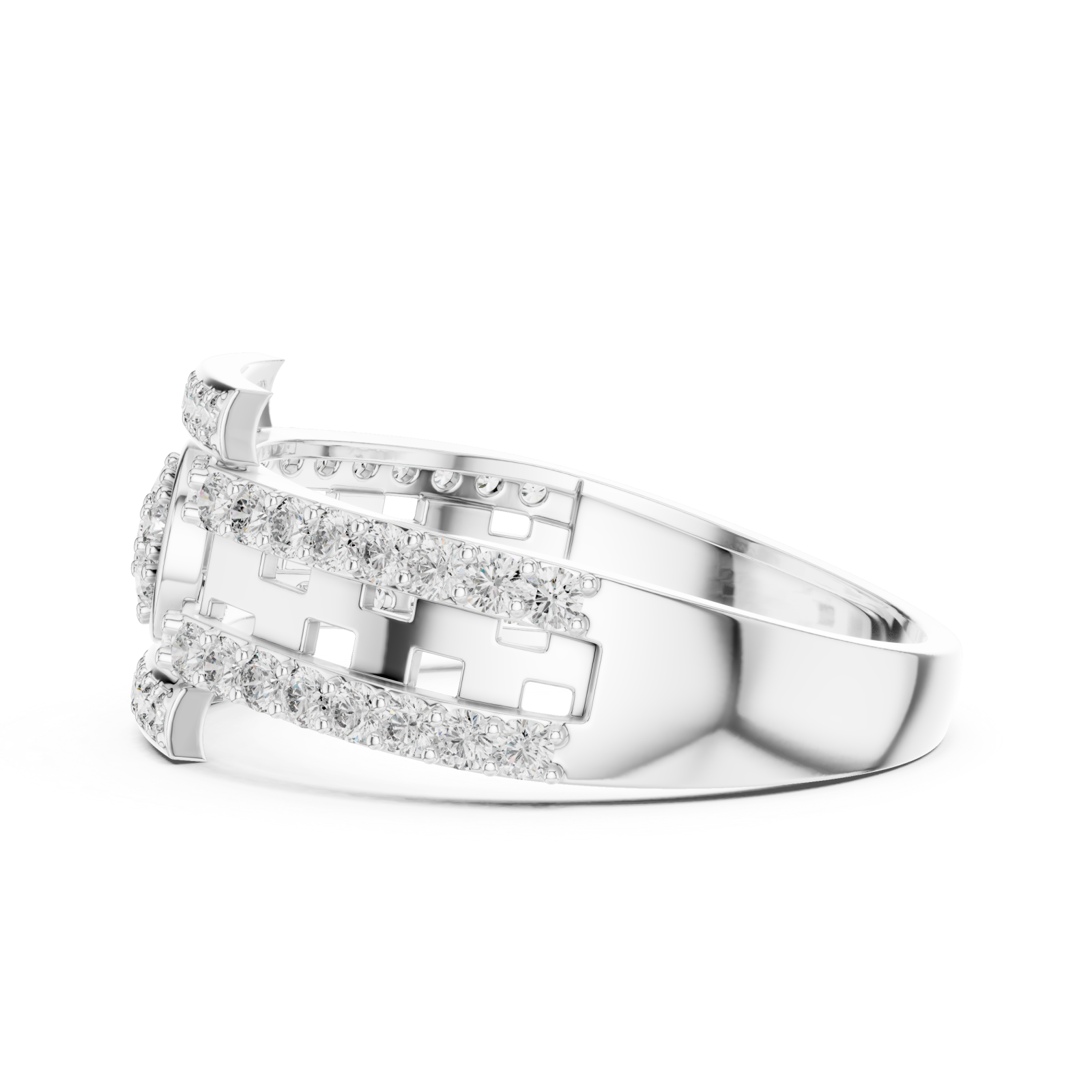  White Gold Luminous Dual Harmony Cocktail Ring Side View