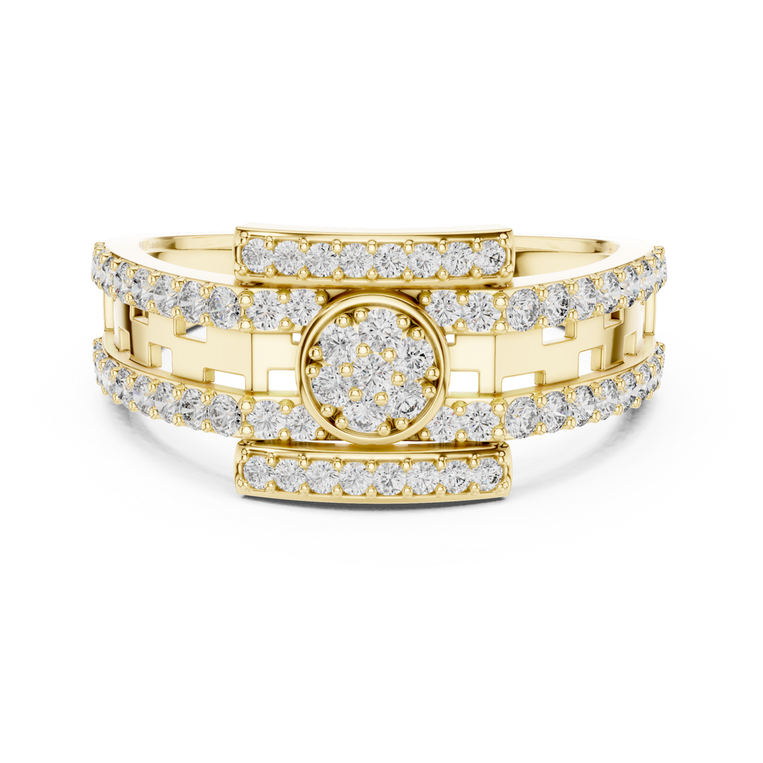 Gold Luminous Dual Harmony Cocktail Ring Right View