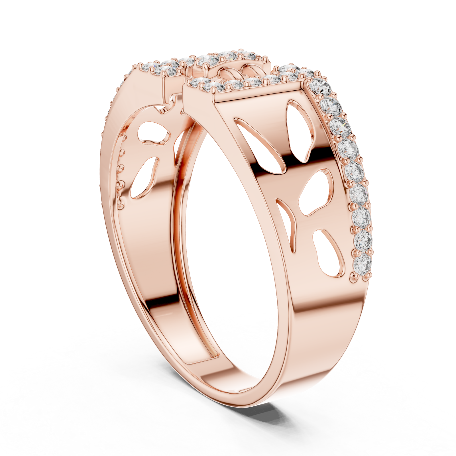  Rose Gold Dawn Petal Radiance Classic Solitaire Ring Left View