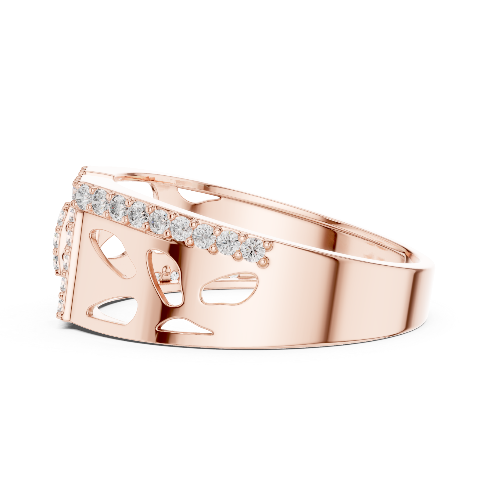  Rose Gold Dawn Petal Radiance Classic Solitaire Ring Side View
