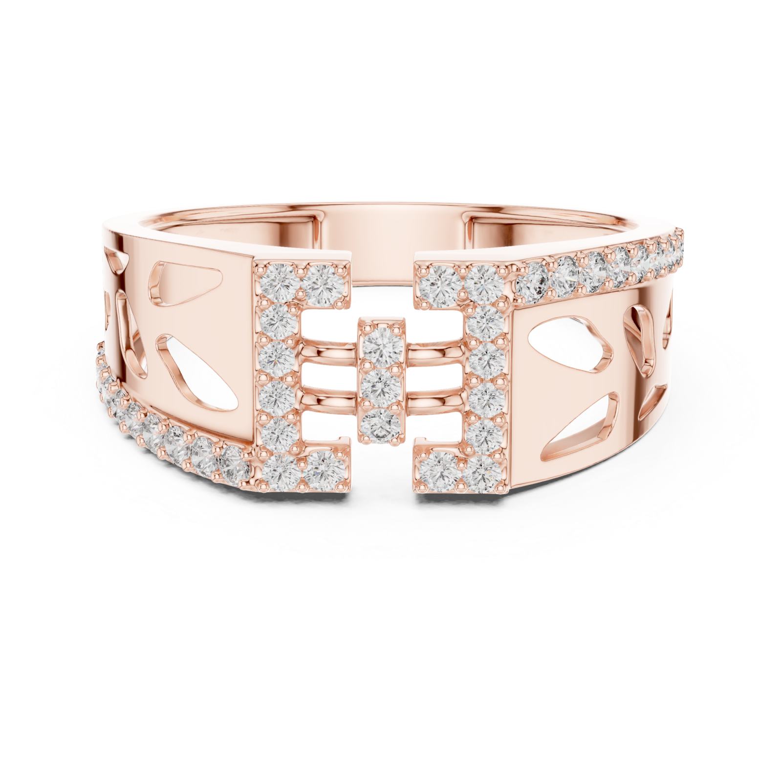  Rose Gold Dawn Petal Radiance Classic Solitaire Ring Front View