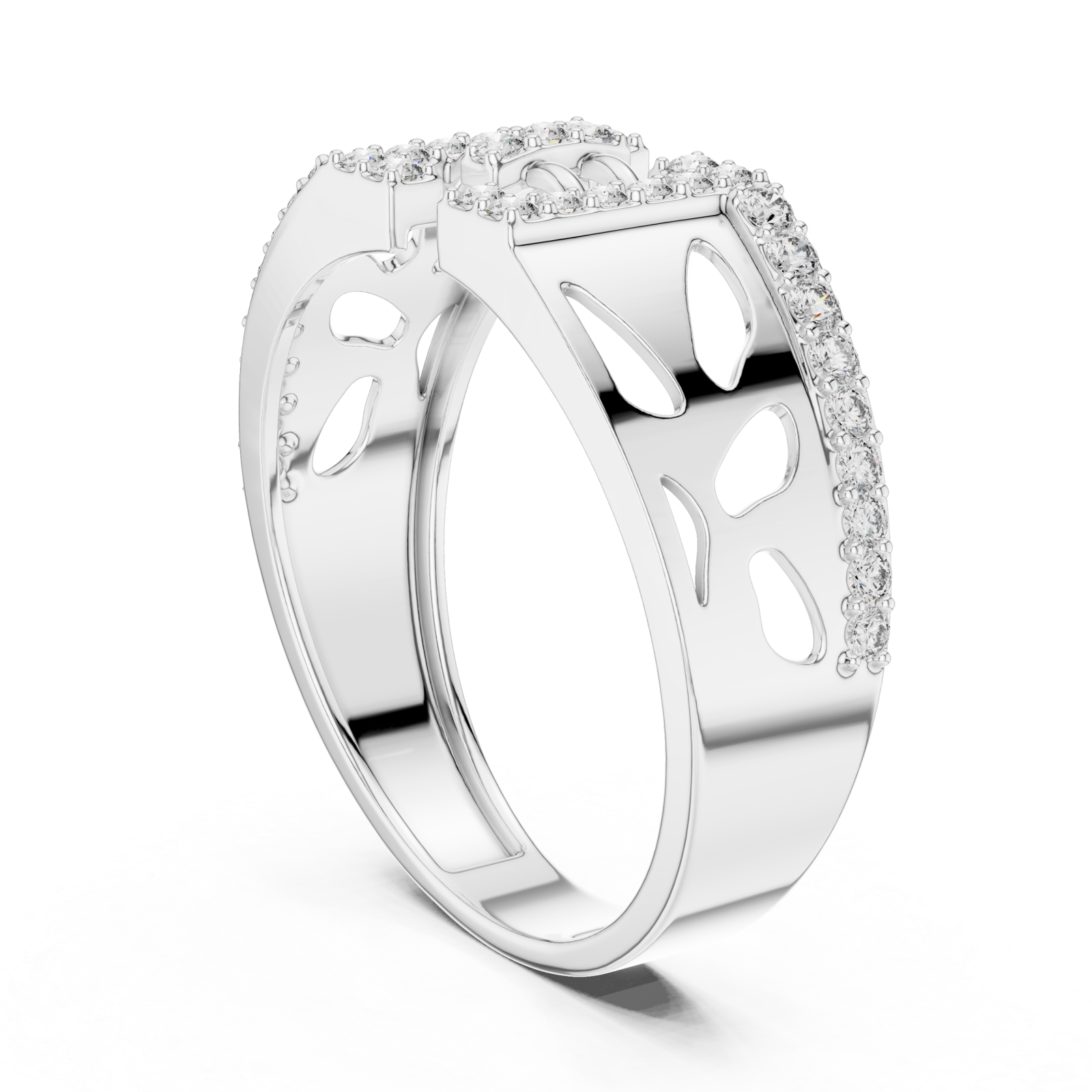  White Gold Dawn Petal Radiance Classic Solitaire Ring Left View