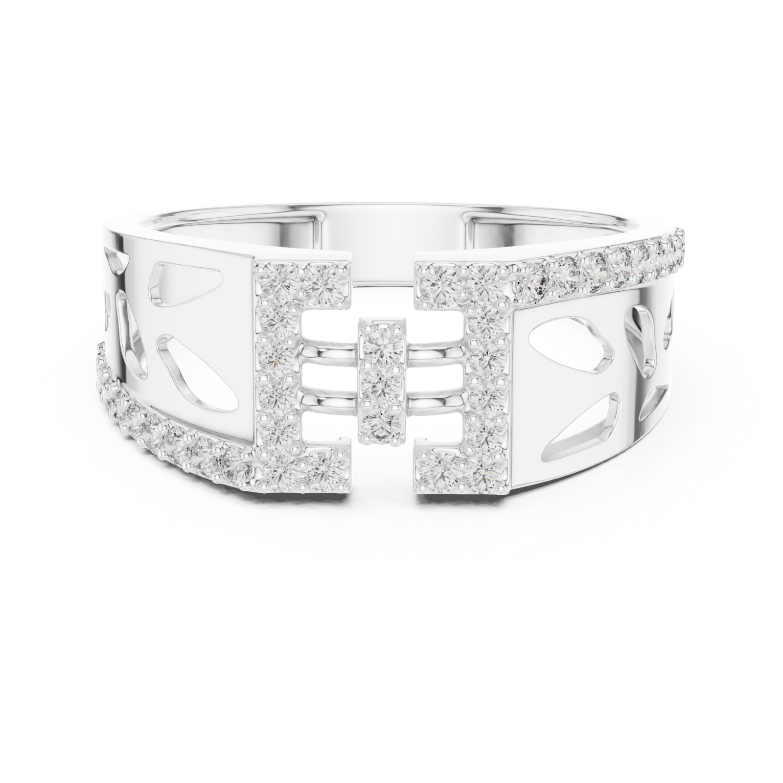  White Gold Dawn Petal Radiance Classic Solitaire Ring Front View