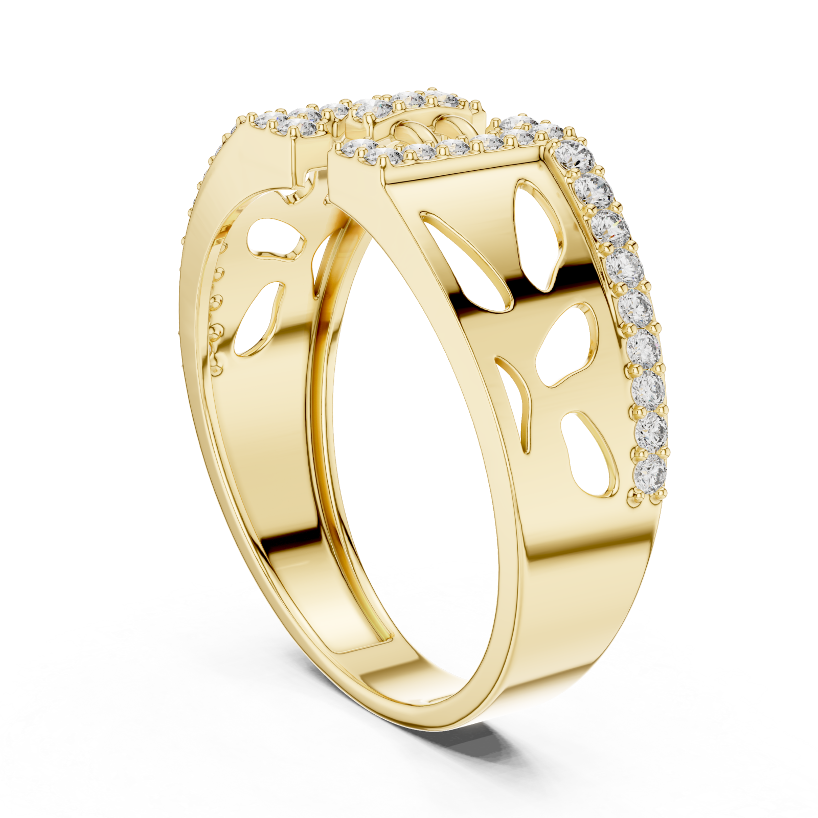  Gold Dawn Petal Radiance Classic Solitaire Ring Left View