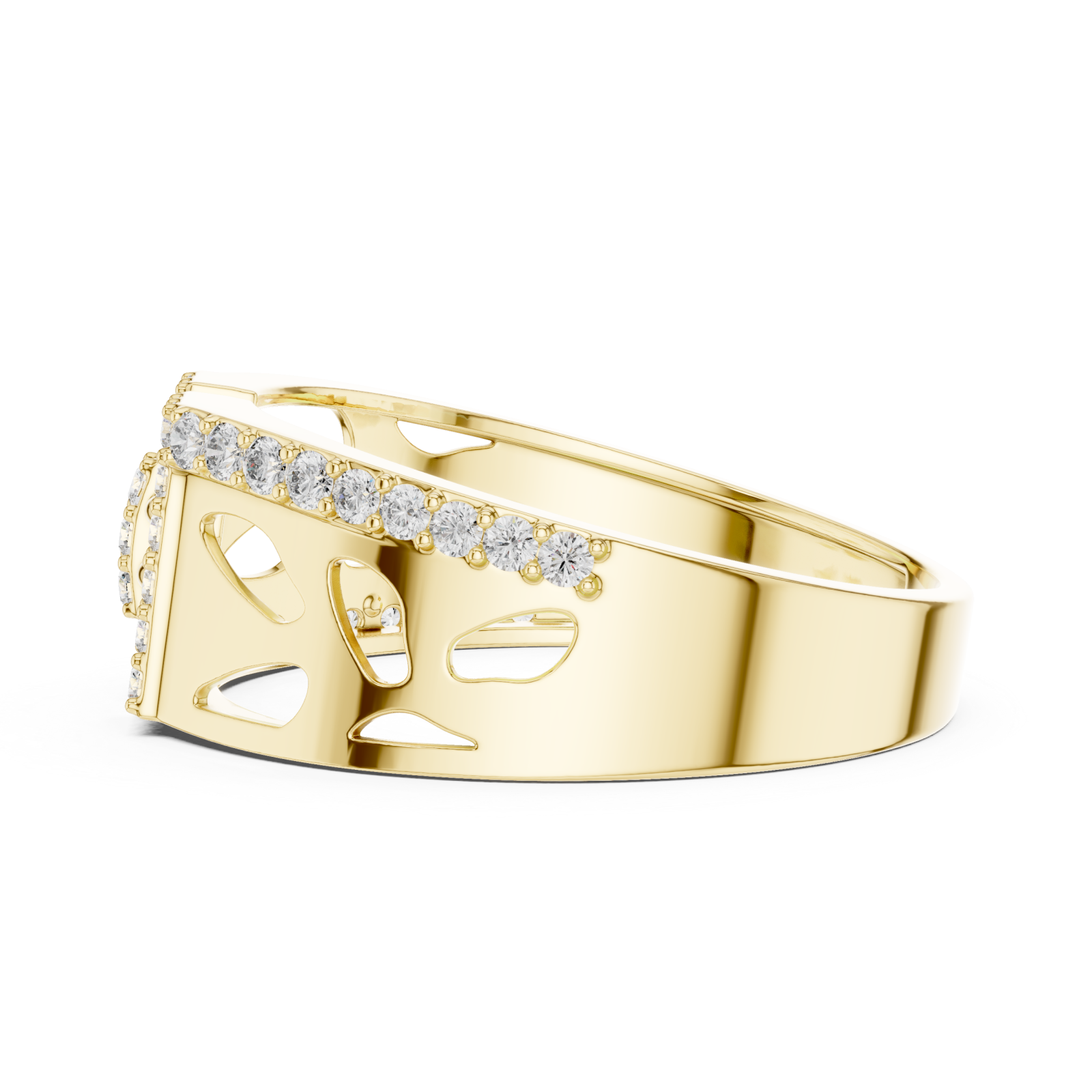  Gold Dawn Petal Radiance Classic Solitaire Ring Side View
