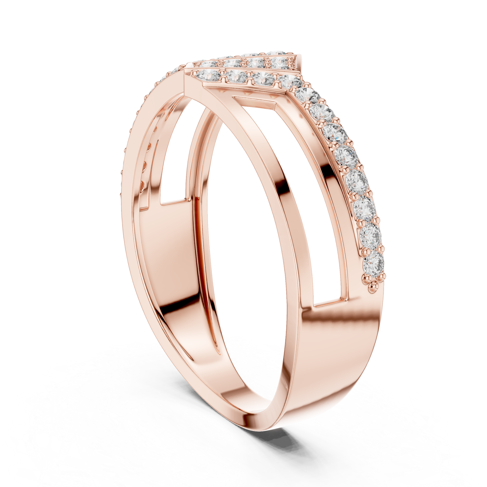  Rose Gold Classic Crescent Open Band Ring Left View