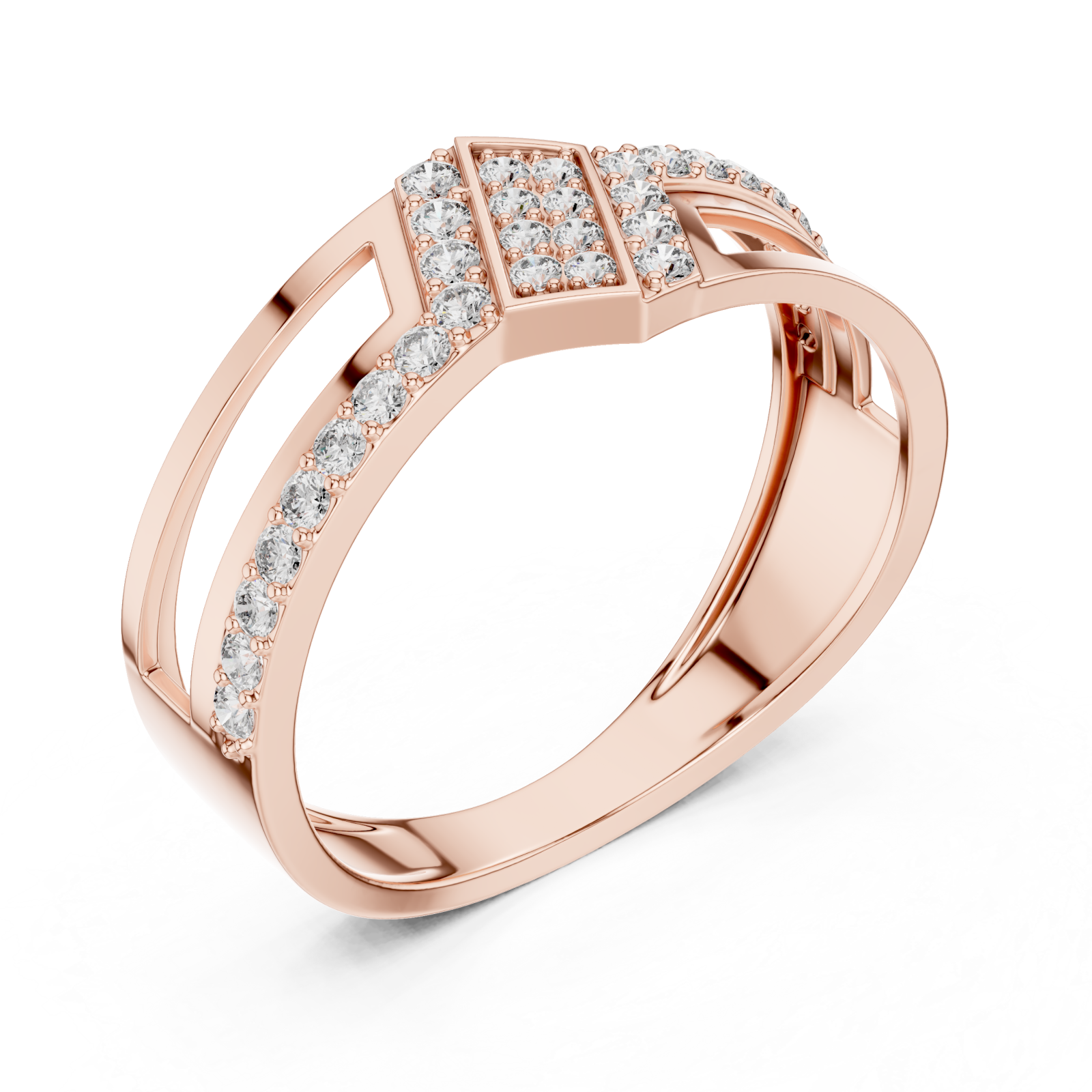  Rose Gold Classic Crescent Open Band Ring Right View