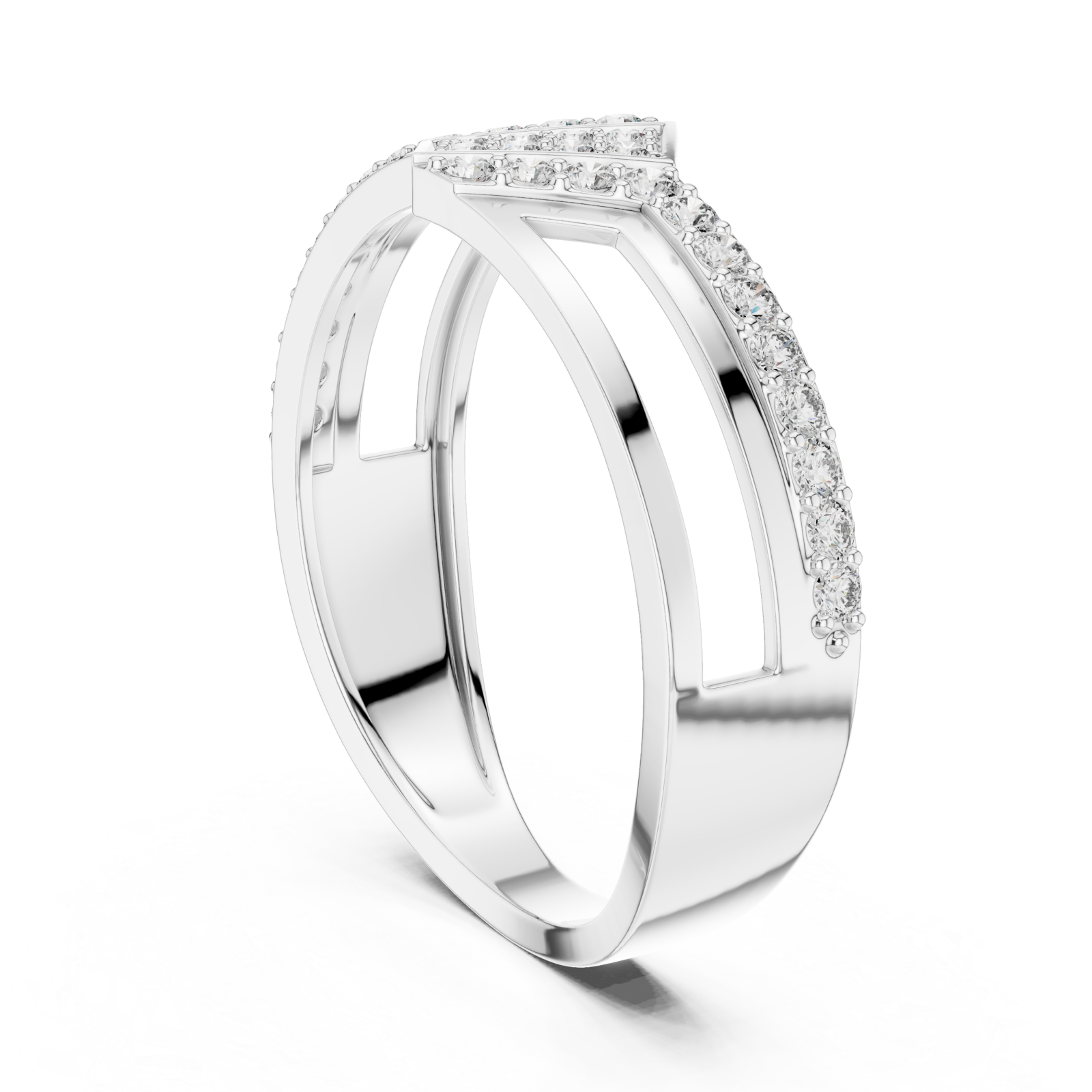  White Gold Classic Crescent Open Band Ring Left View
