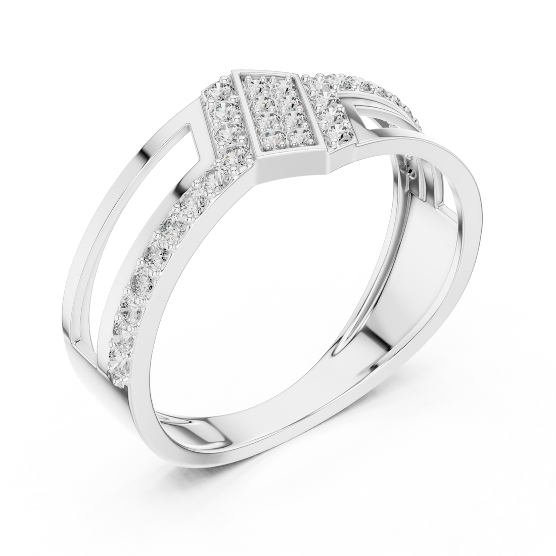  White Gold Classic Crescent Open Band Ring Right View