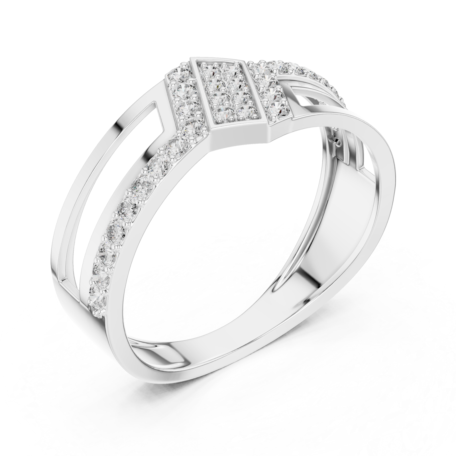  White Gold Classic Crescent Open Band Ring Right View
