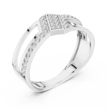  White Gold Classic Crescent Open Band Ring Right View