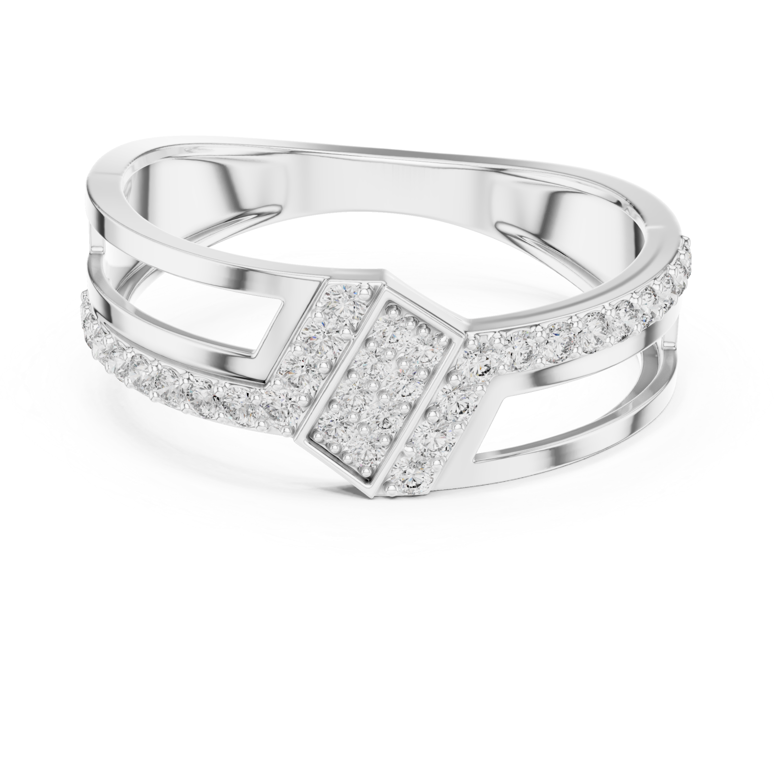  White Gold Classic Crescent Open Band Ring Front View