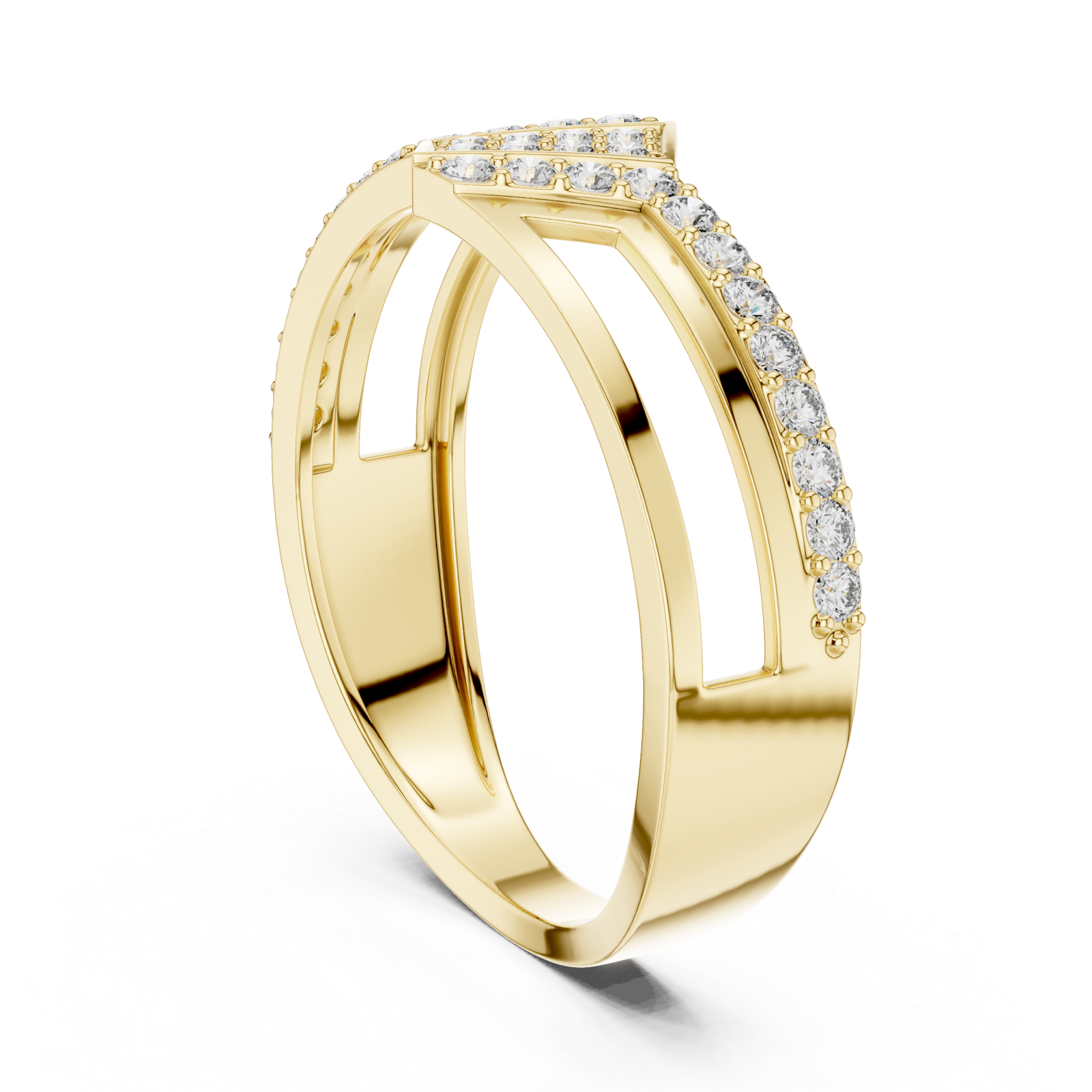  Gold Classic Crescent Open Band Ring Left View