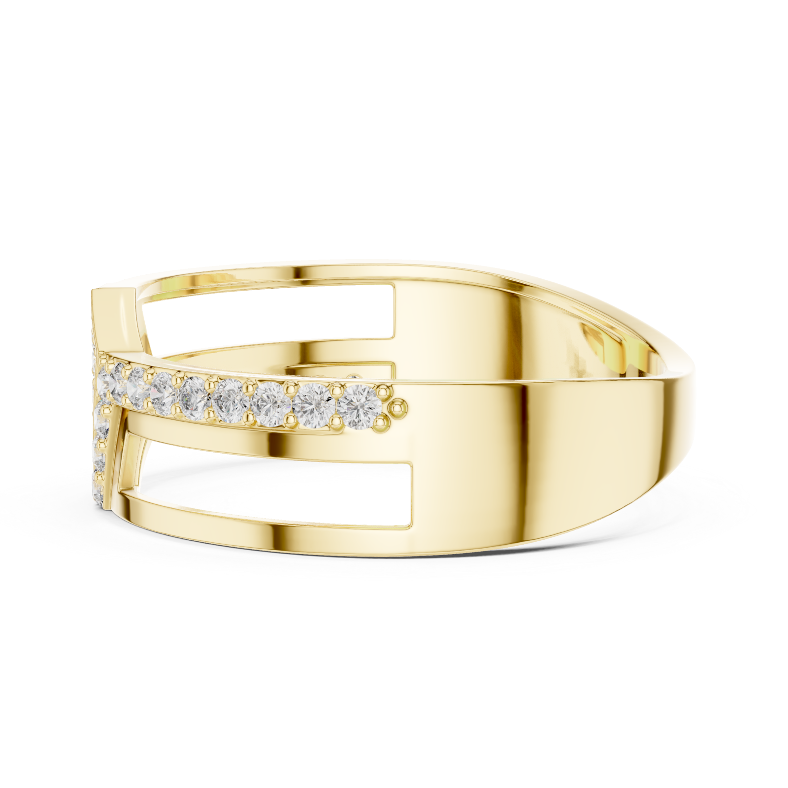  Gold Classic Crescent Open Band Ring Side View
