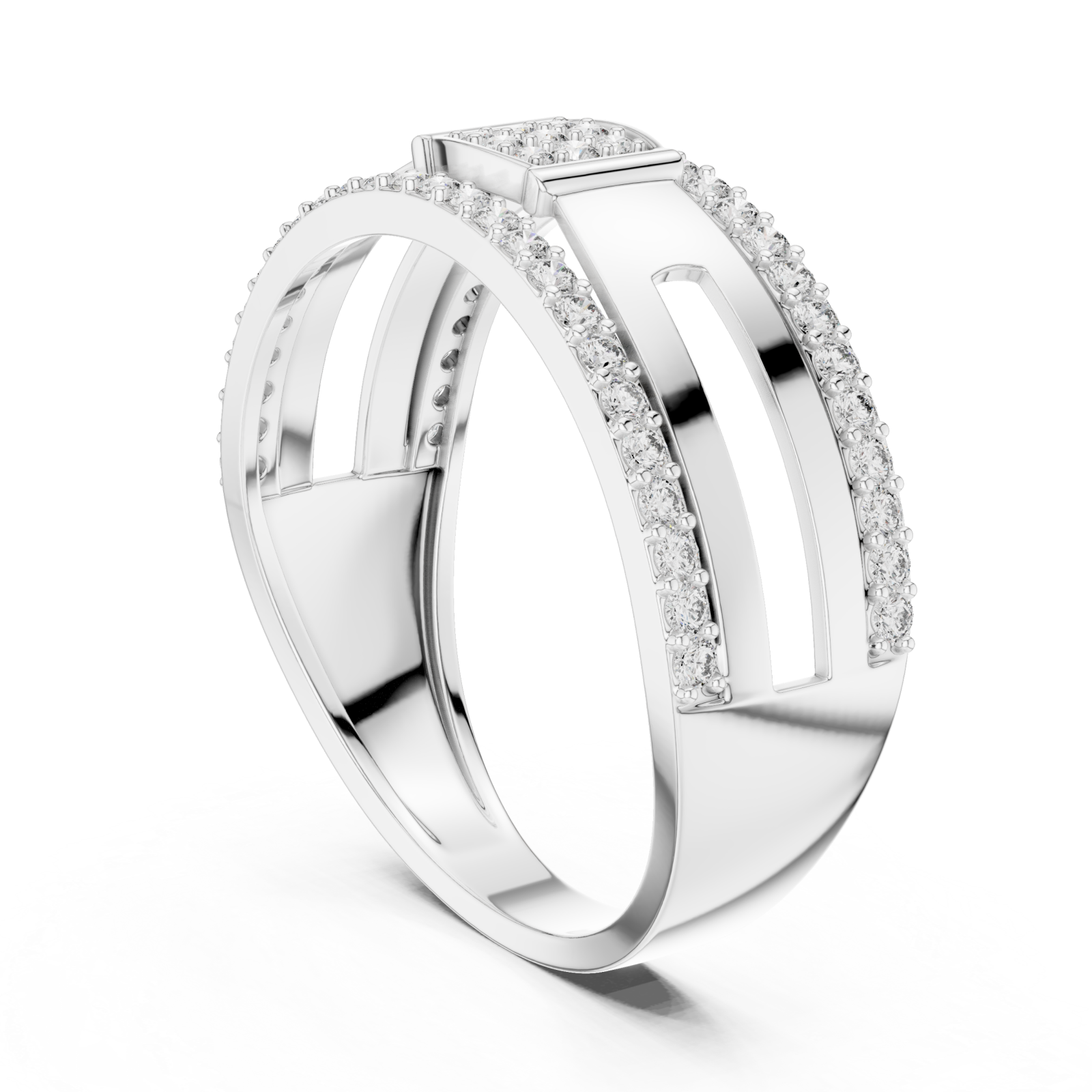  White Gold Celestial Harmony Signature Ring Left View
