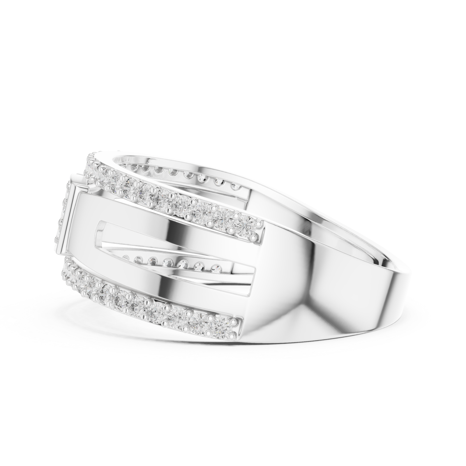  White Gold Celestial Harmony Signature Ring Side View