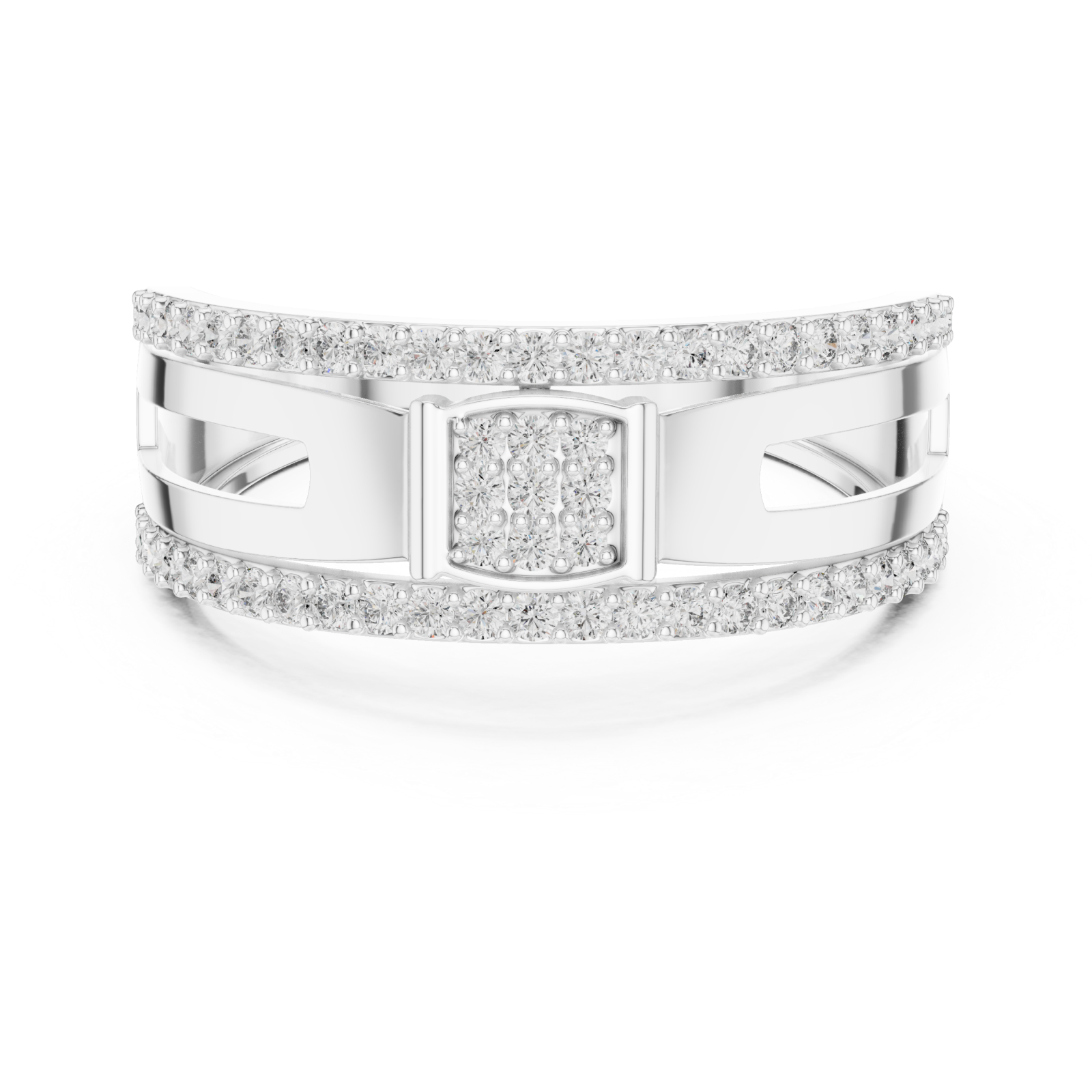  White Gold Celestial Harmony Signature Ring Front View