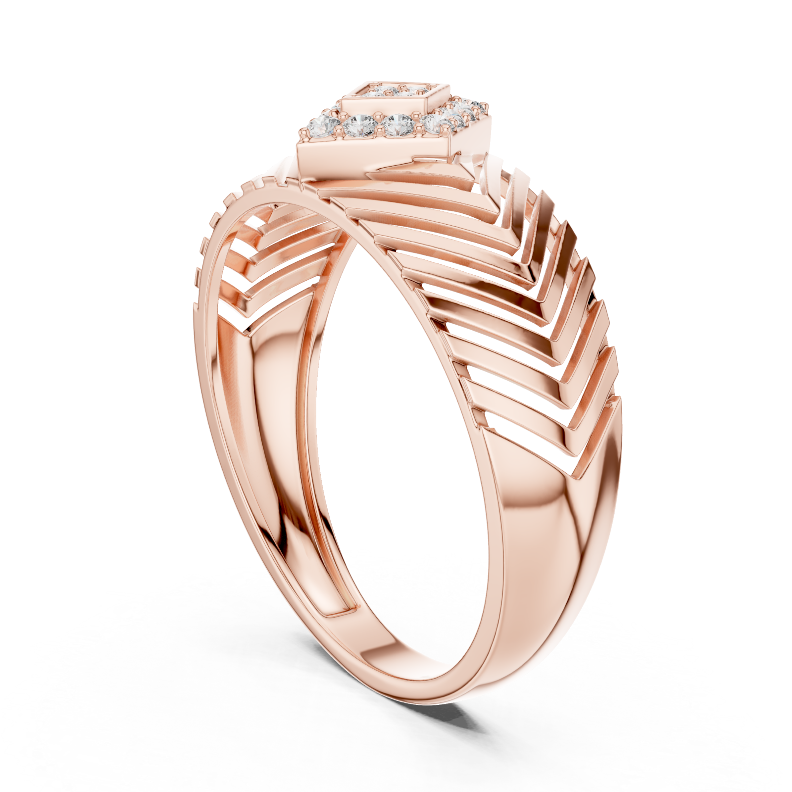  Rose Gold Celestial Echo Modern Band Ring Left View