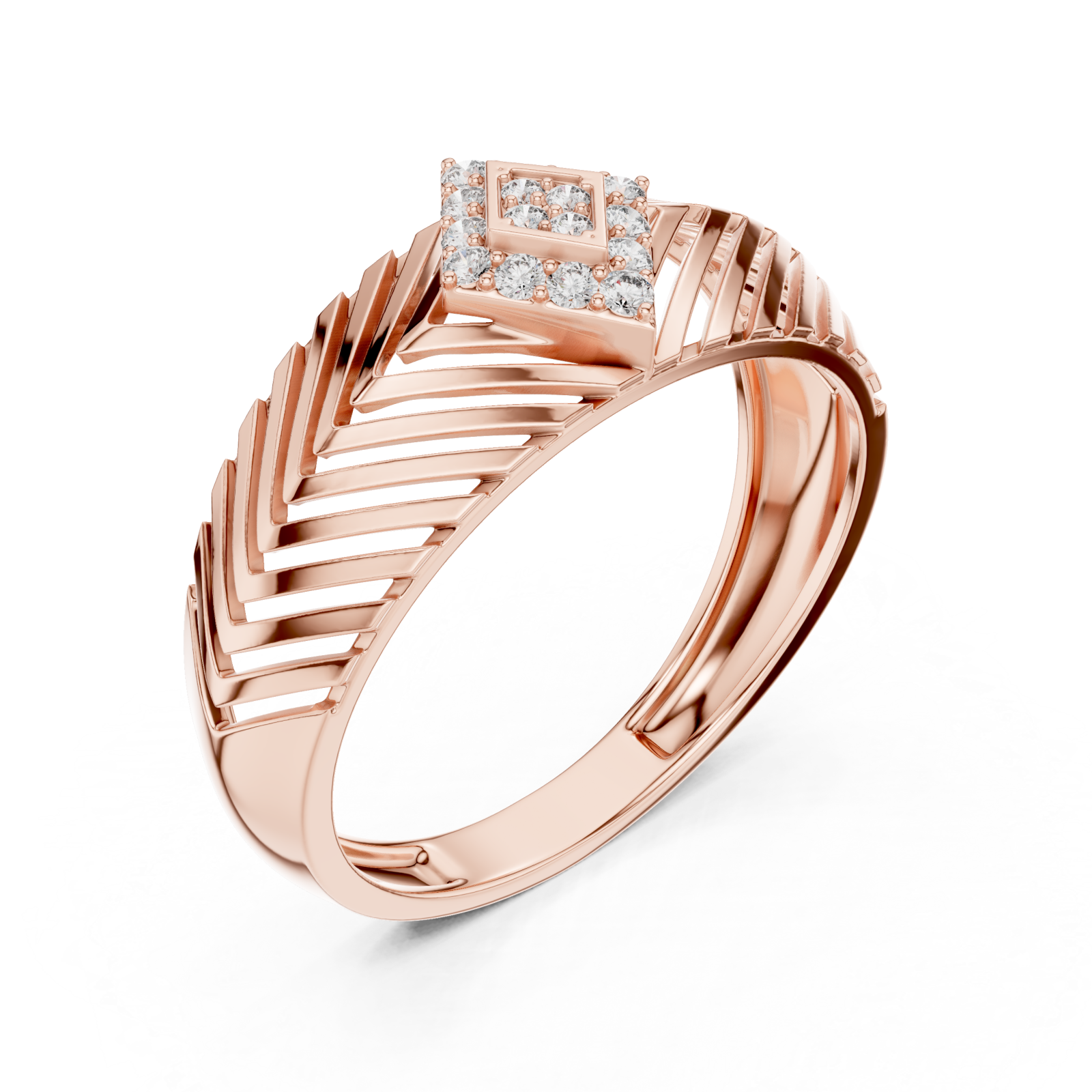  Rose Gold Celestial Echo Modern Band Ring Right View