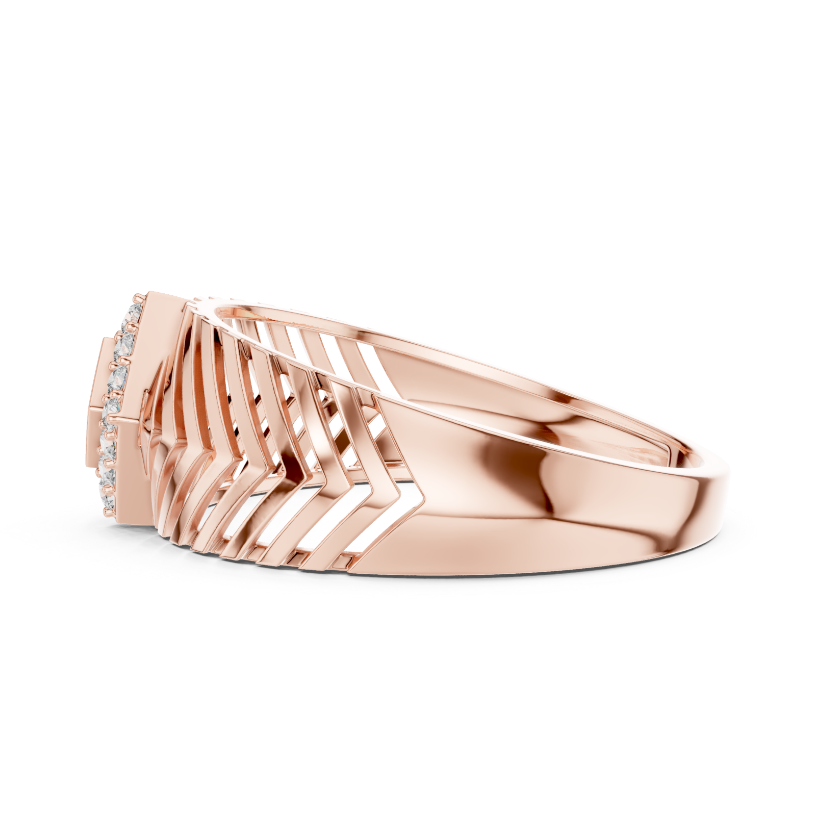  Rose Gold Celestial Echo Modern Band Ring Side View