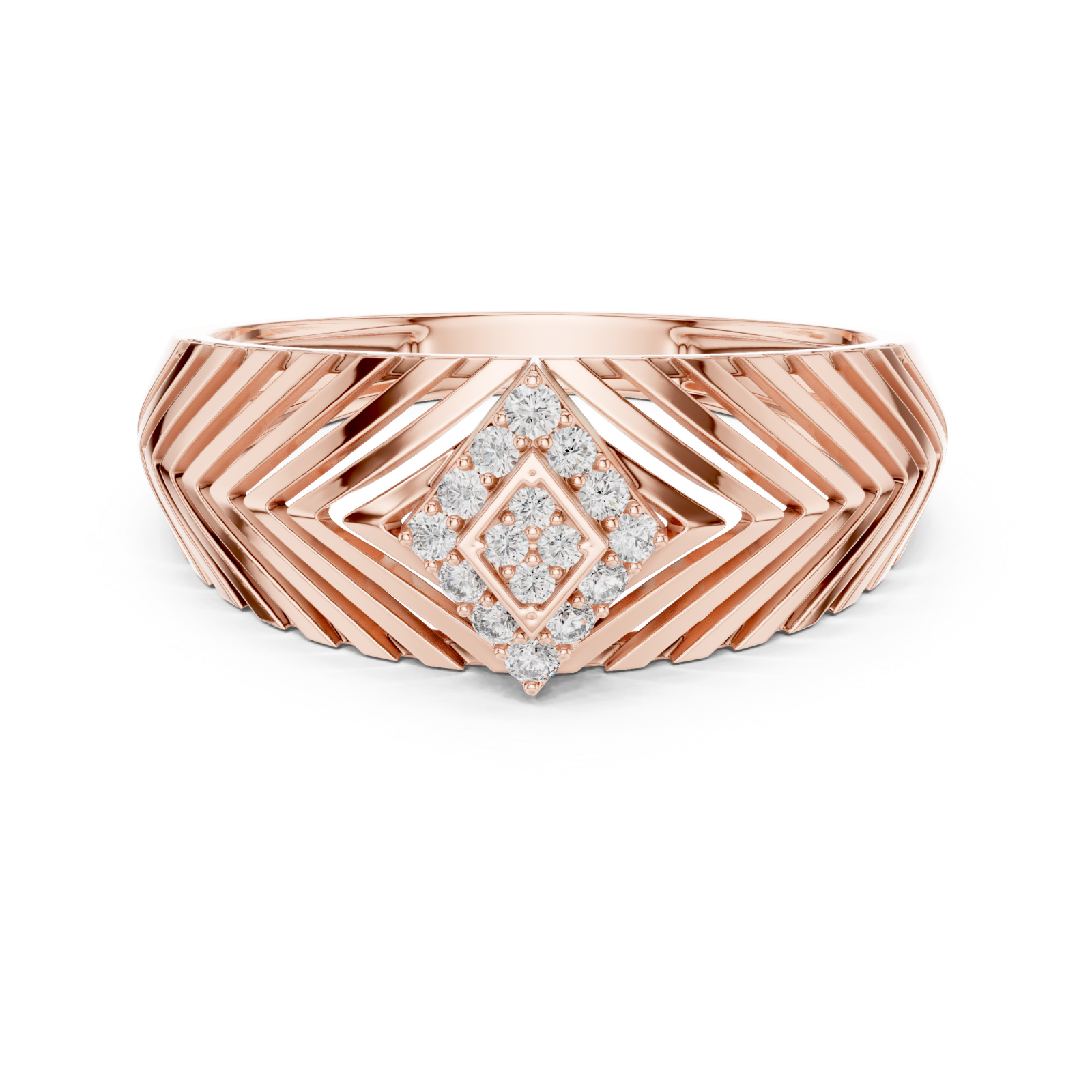  Rose Gold Celestial Echo Modern Band Ring Front View