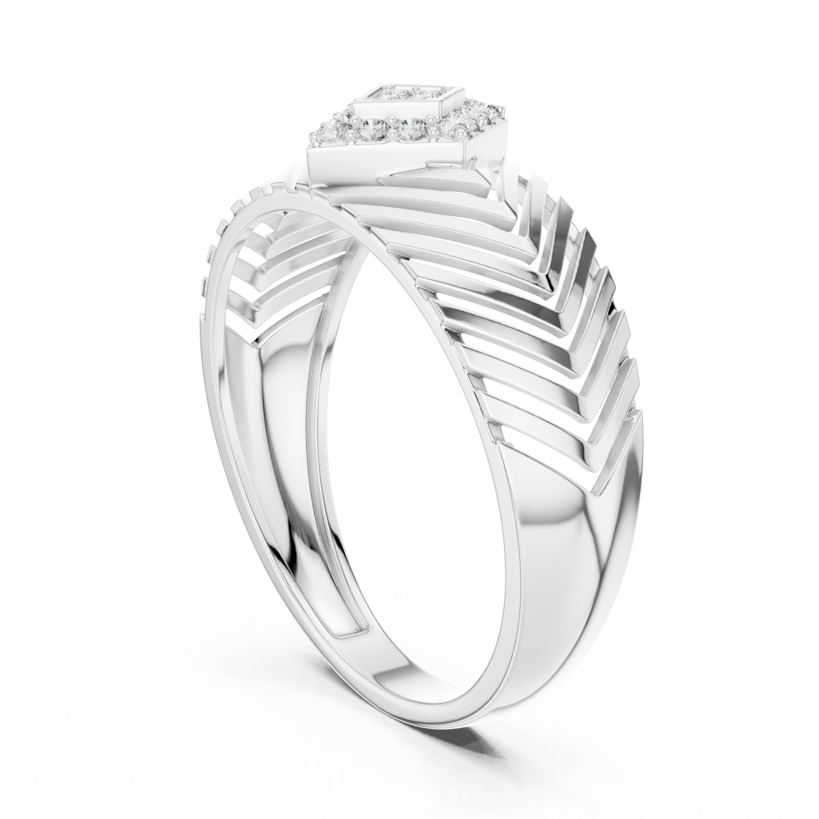  White Gold Celestial Echo Modern Band Ring Left View