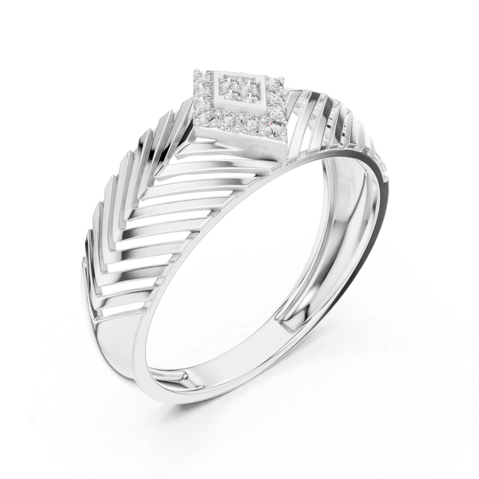  White Gold Celestial Echo Modern Band Ring Right View