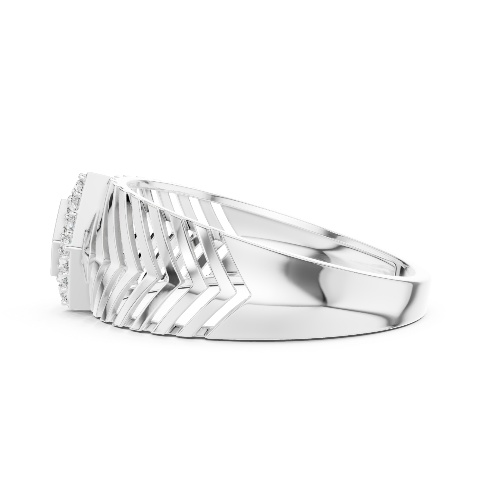  White Gold Celestial Echo Modern Band Ring Side View
