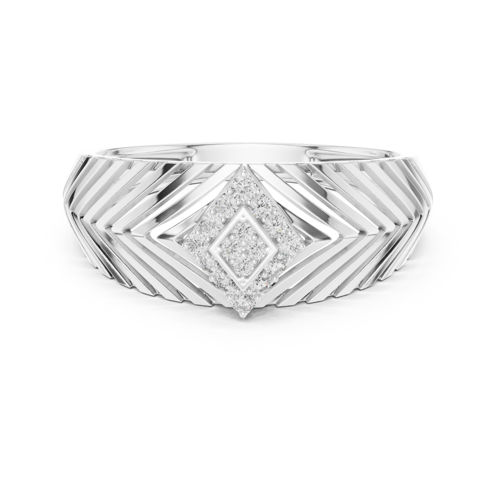  White Gold Celestial Echo Modern Band Ring Front View