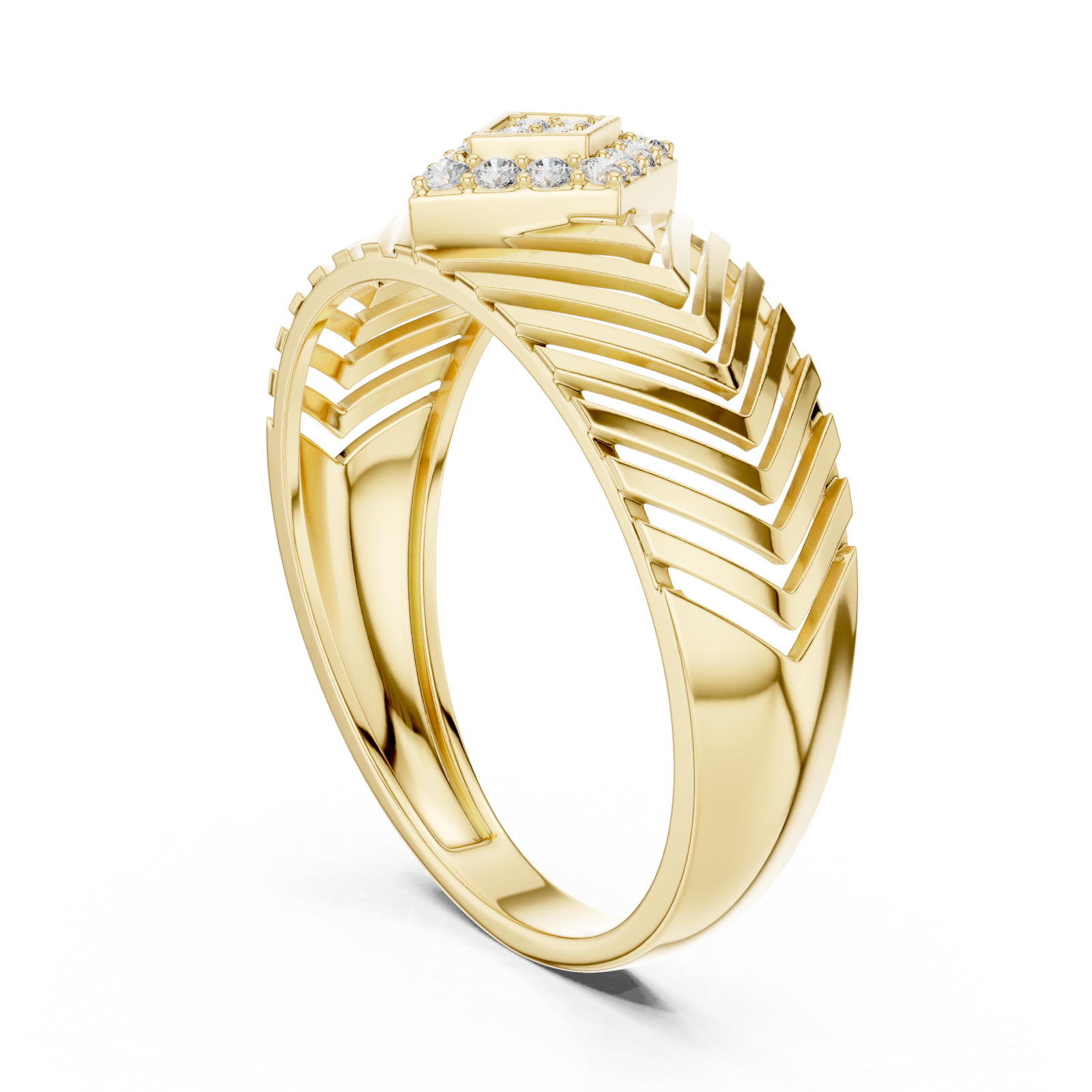  Gold Celestial Echo Modern Band Ring Left View