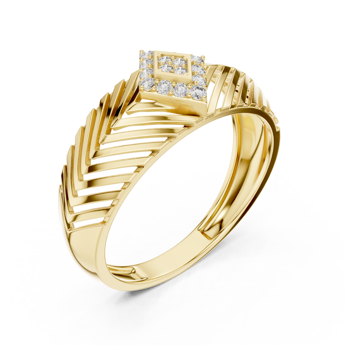 Gold Celestial Echo Modern Band Ring Right View