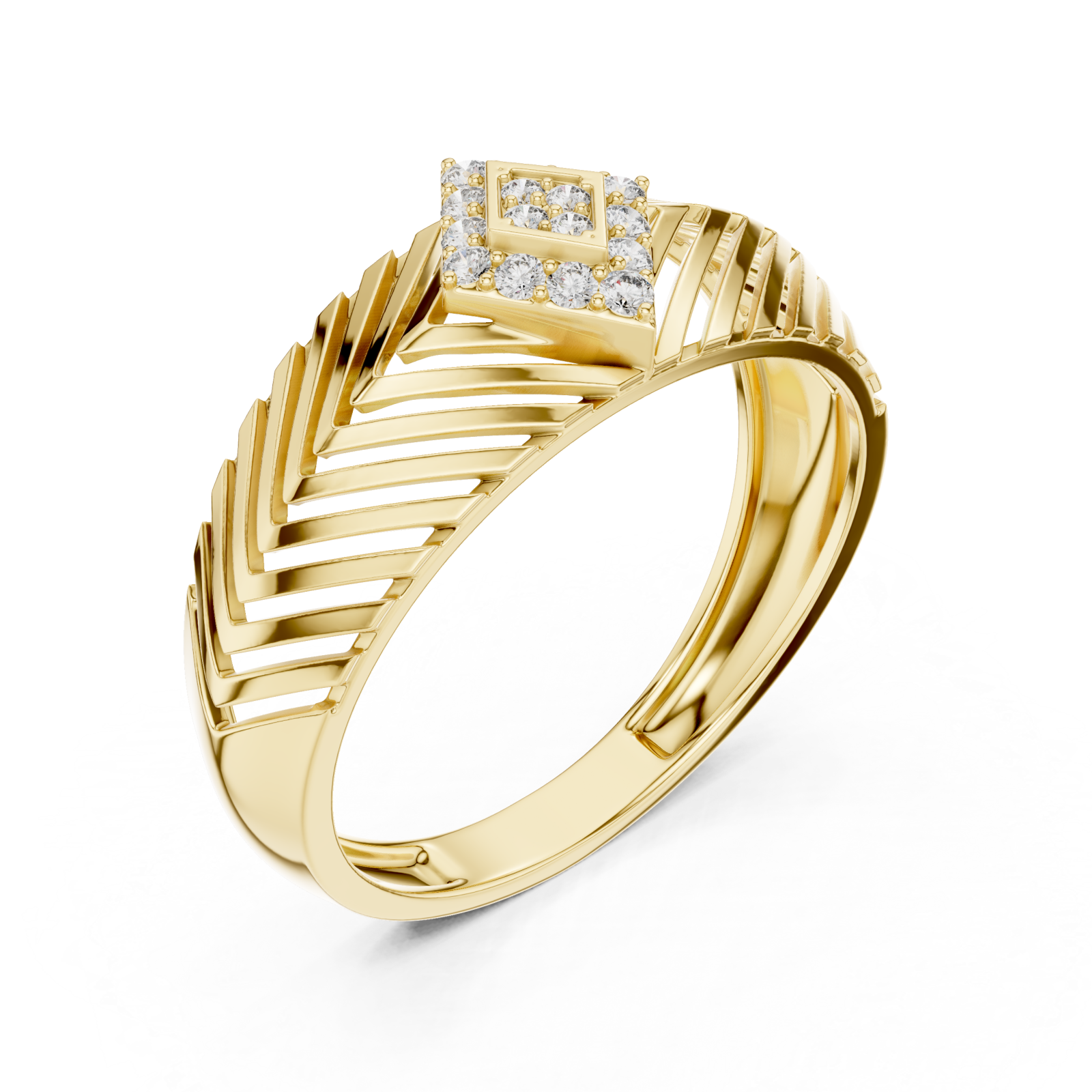 Gold Celestial Echo Modern Band Ring Right View
