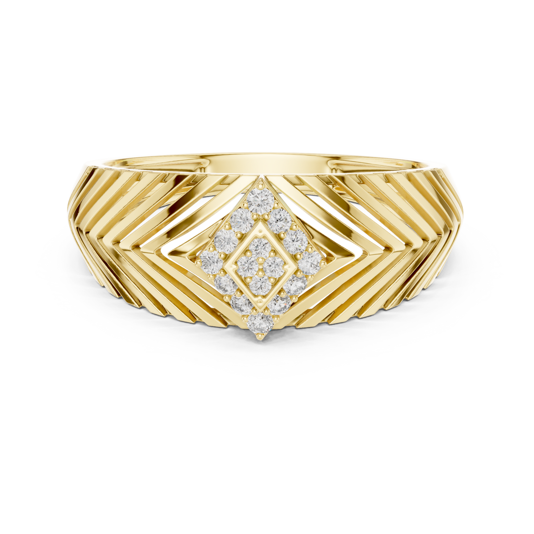 Gold Celestial Echo Modern Band Ring Right View
