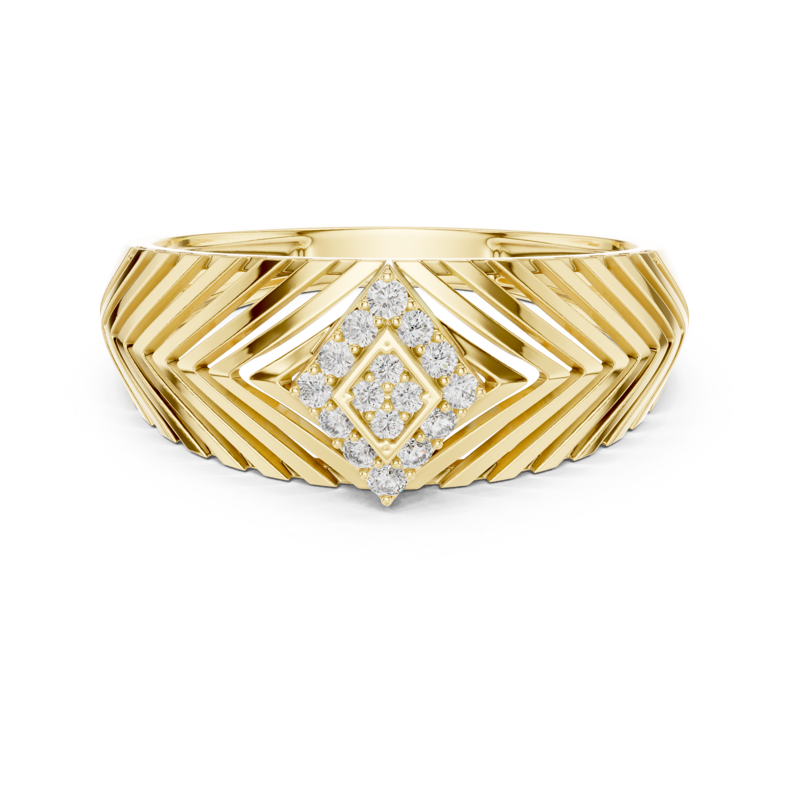  Gold Celestial Echo Modern Band Ring Front View