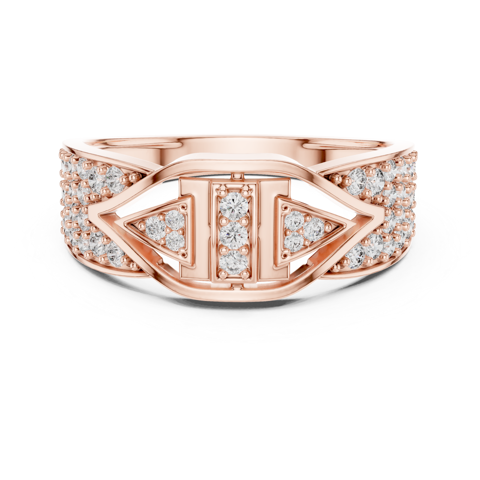  Rose Gold Radiant Luxe Embrace Statement Ring Front View