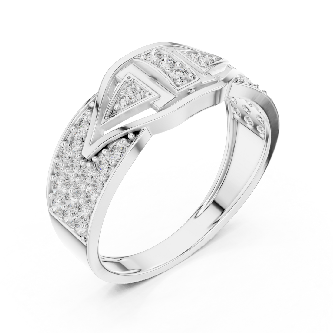  White Gold Radiant Luxe Embrace Statement Ring Right View