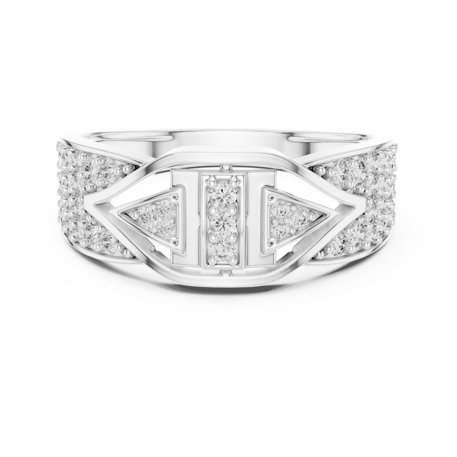  White Gold Radiant Luxe Embrace Statement Ring Front View