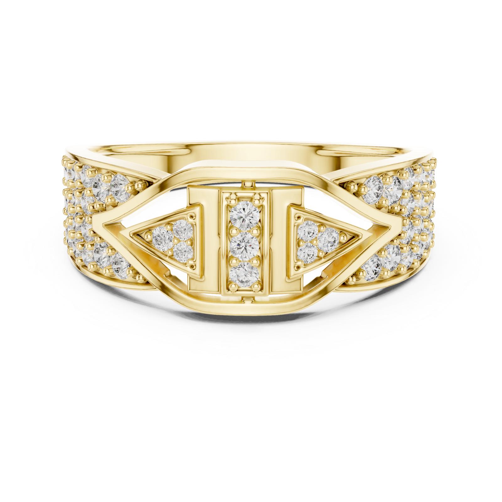  Gold Radiant Luxe Embrace Statement Ring Front View