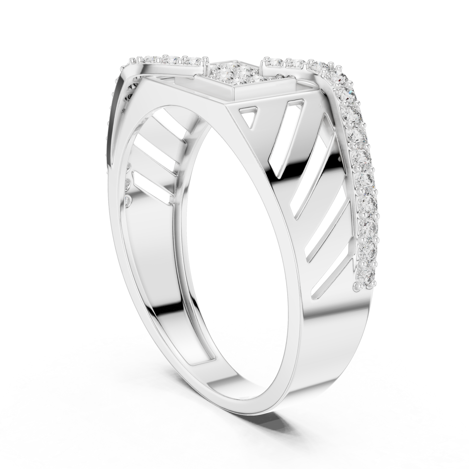  White Gold Opulent Arcadian Vibe Statement Band Left View