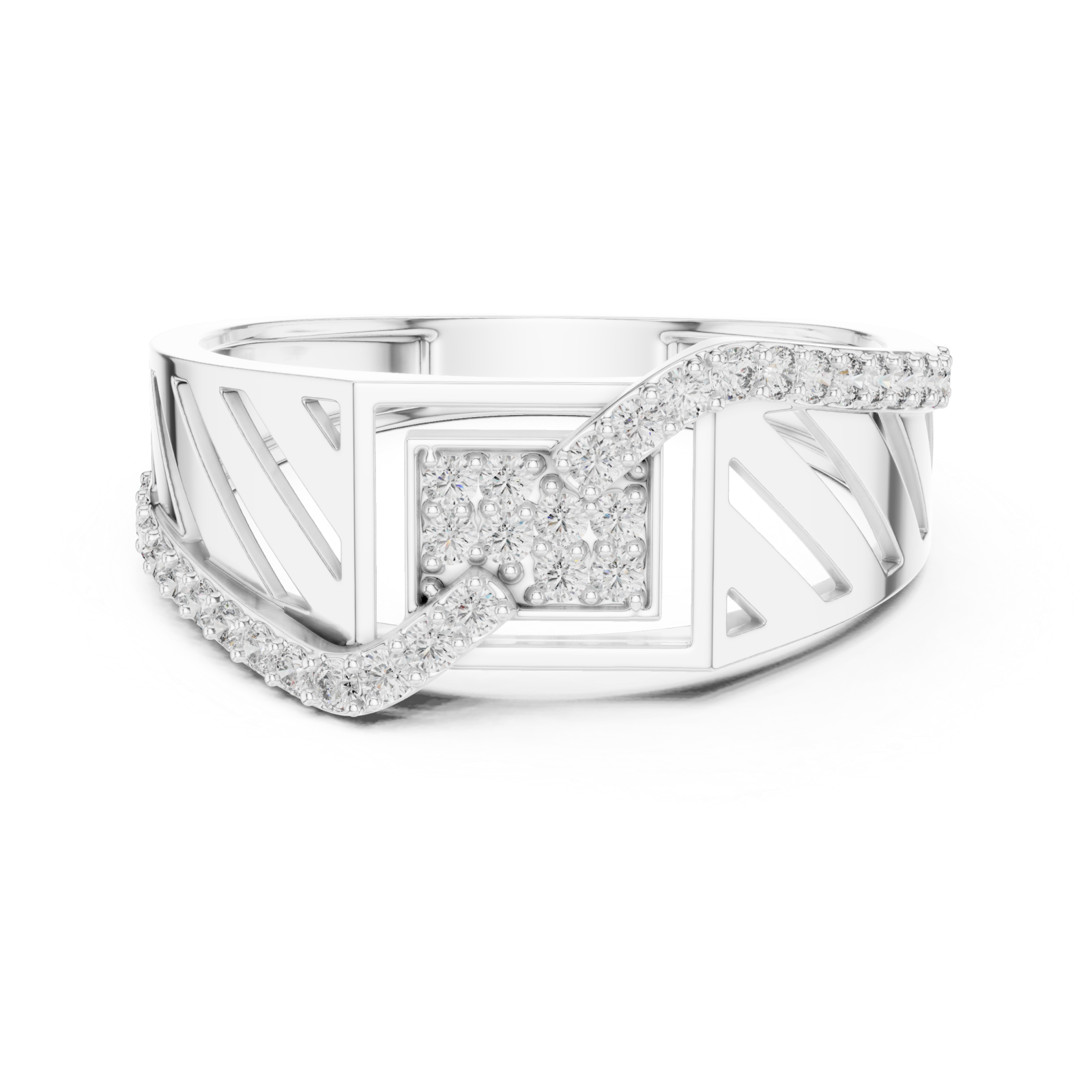  White Gold Opulent Arcadian Vibe Statement Band Front View