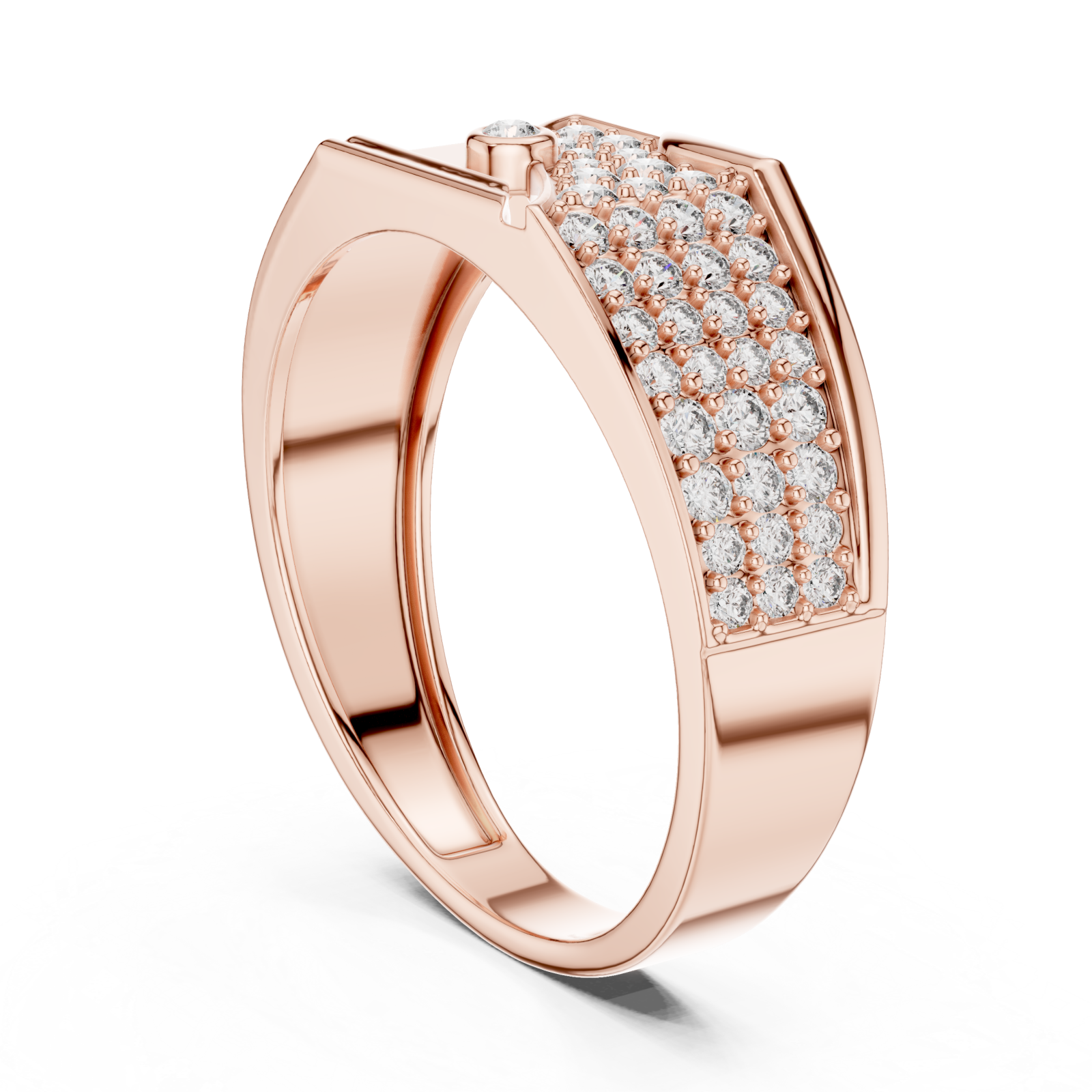 Rose Gold Radiant Mosaic Channel Band Left View