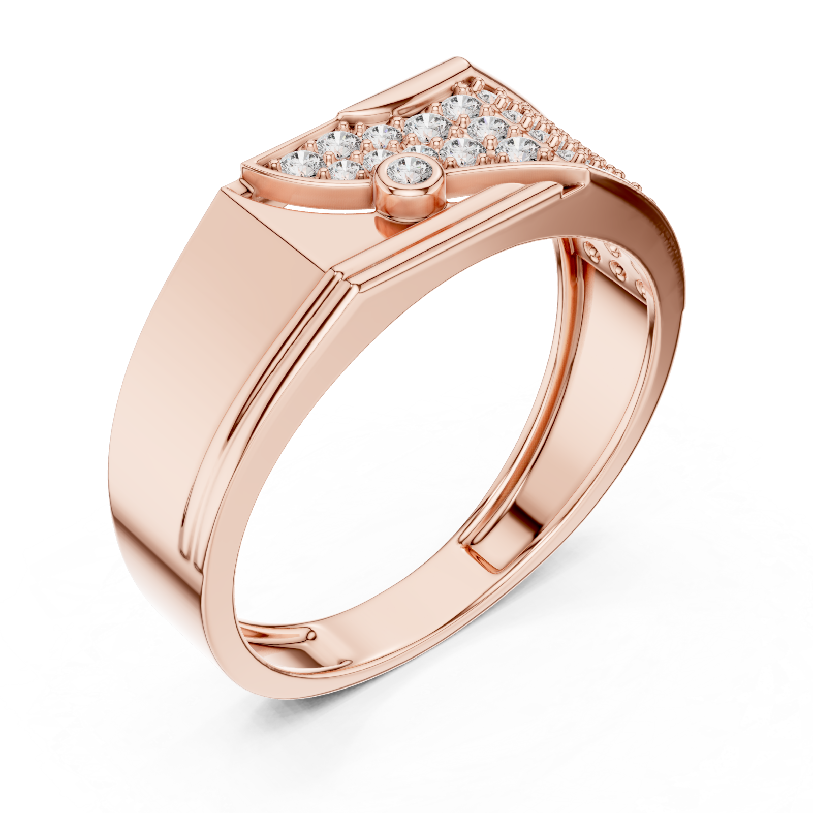  Rose Gold Radiant Mosaic Channel Band Right View