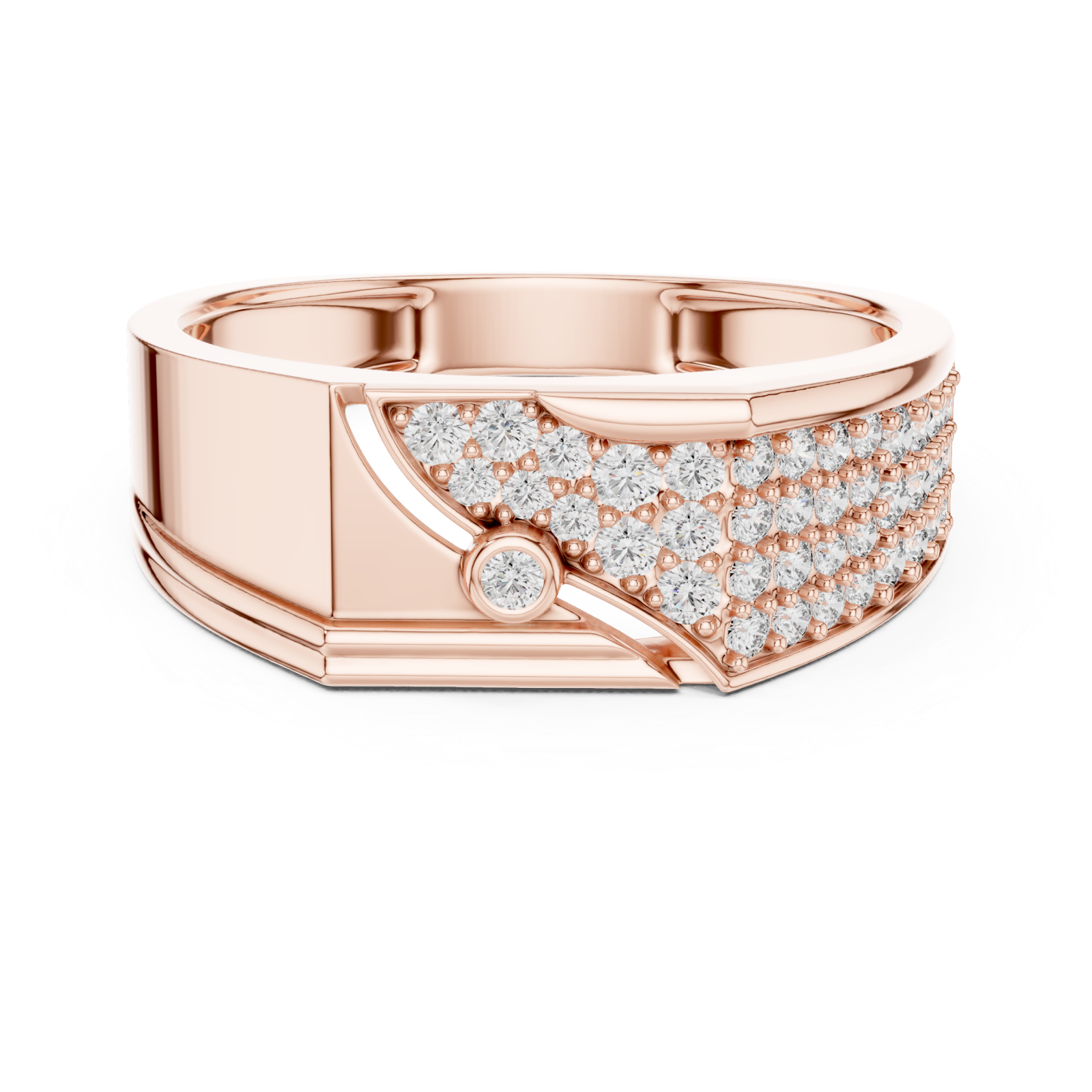  Rose Gold Radiant Mosaic Channel Band Front View
