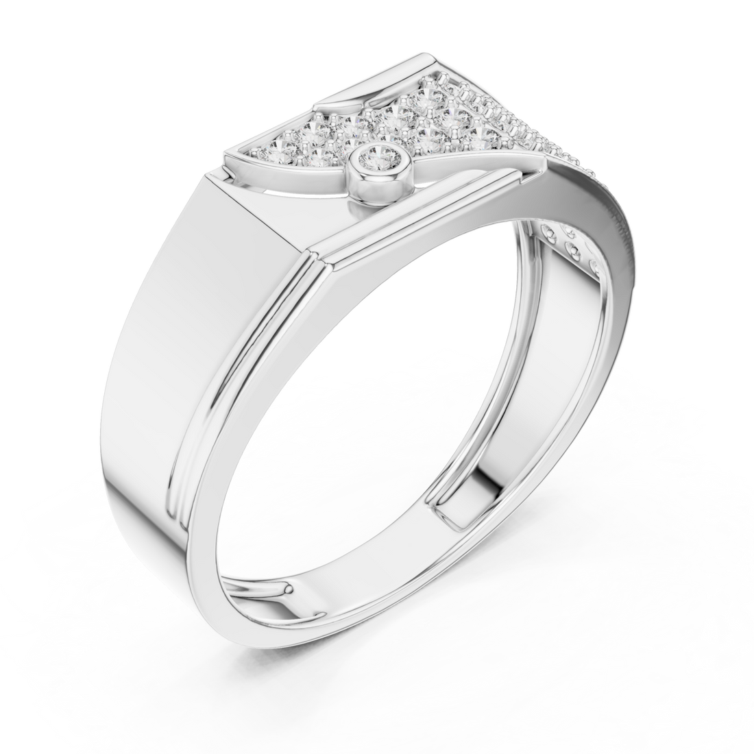  White Gold Radiant Mosaic Channel Band Right View
