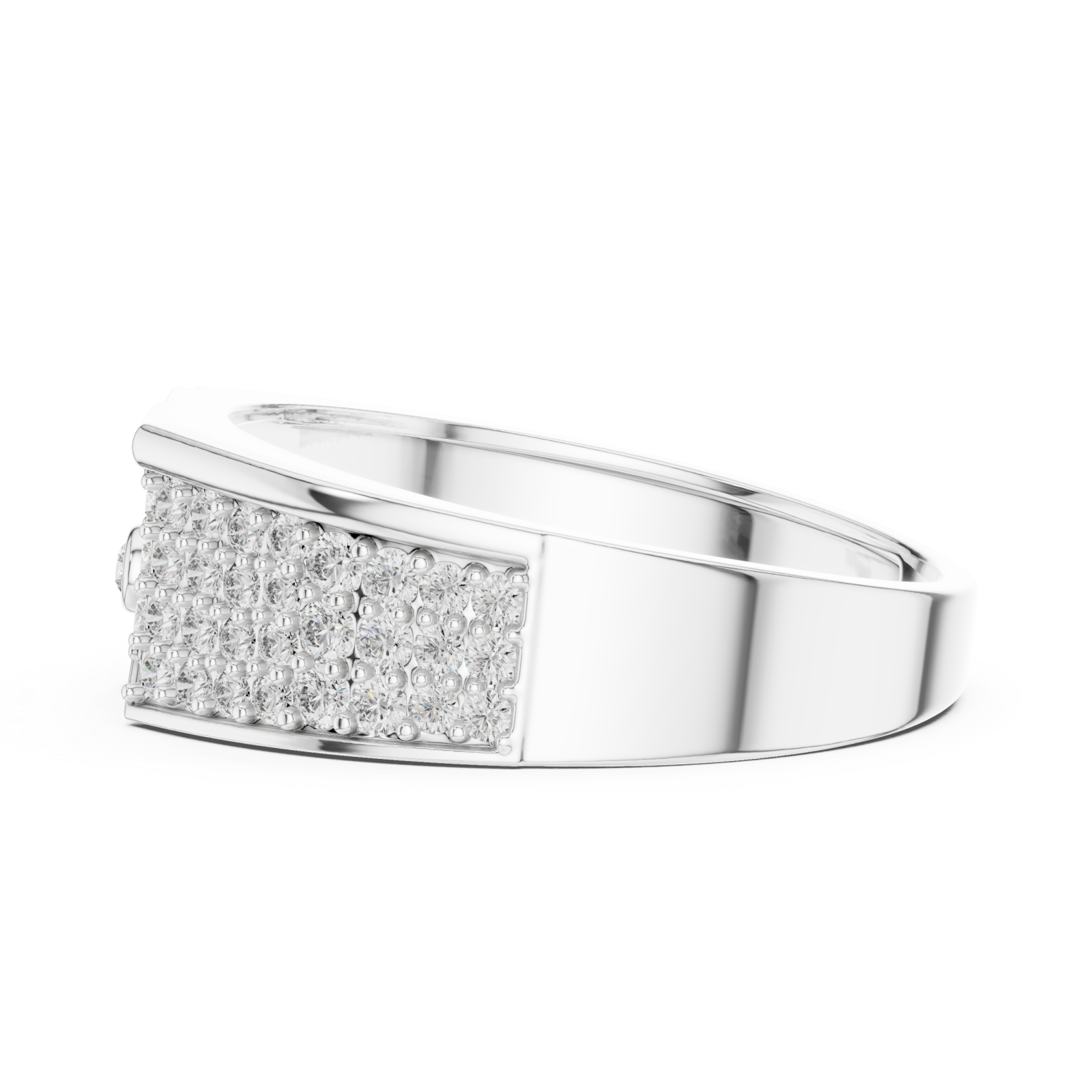  White Gold Radiant Mosaic Channel Band Side View