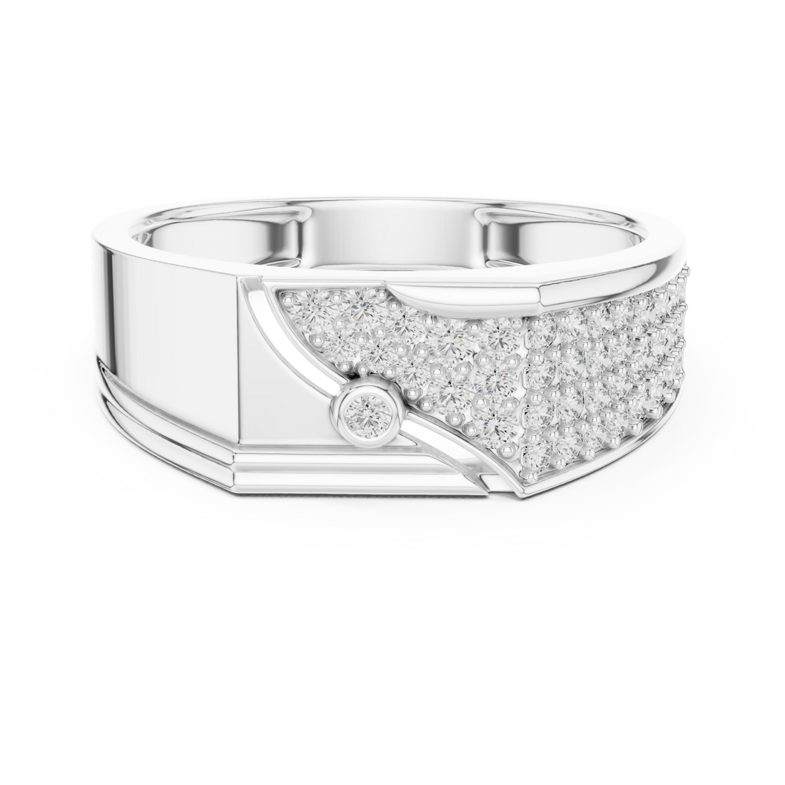 White Gold Radiant Mosaic Channel Band Right View