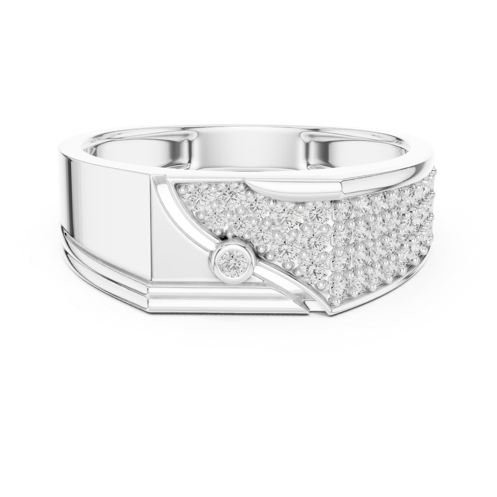  White Gold Radiant Mosaic Channel Band Front View