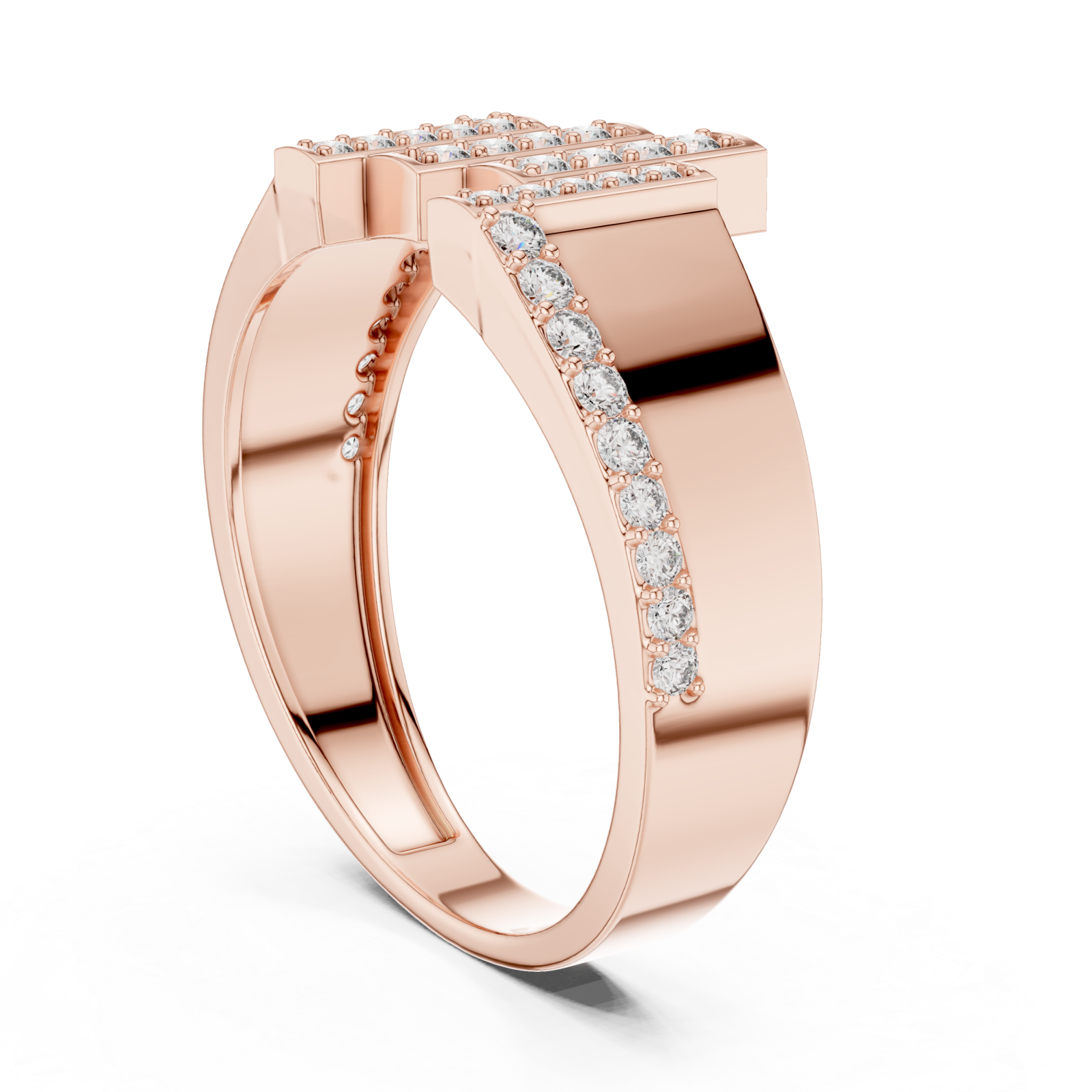  Rose Gold Serene Pathway Bold Curve Band Ring Left View